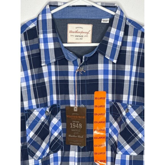 NWT Original Weatherproof Vintage button up shirt men's XXL blue plaid - Picture 3 of 9